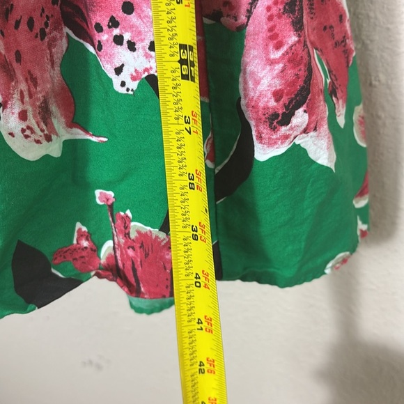 Zara Green Pink Floral Pattern Tiered Midi Dress size small - Picture 13 of 14